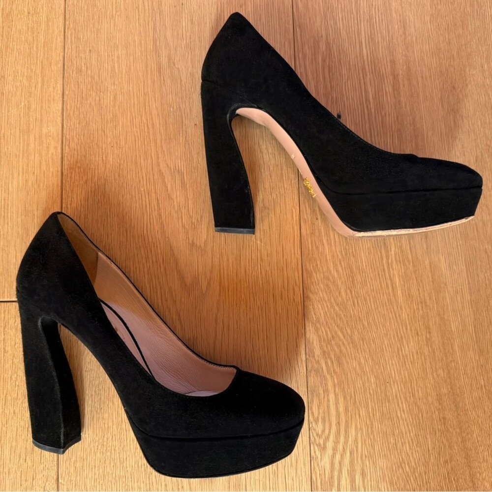 Suede Platform Heels - image 1